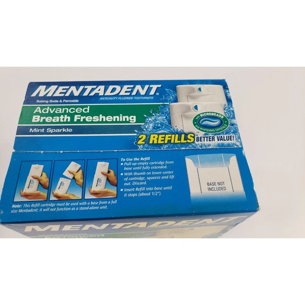 Sealed Mentadent Fluoride Toothpaste Advanced Cleaning Paste Mint Sparkle Refill